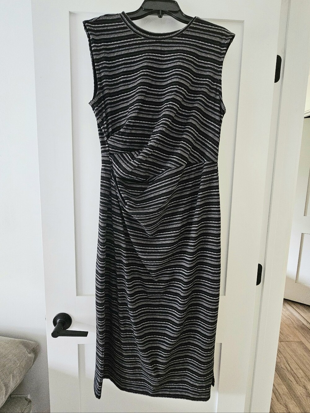 NWT Ann Taylor LOFT Black and White Striped Midi Sheath Dress Size 10